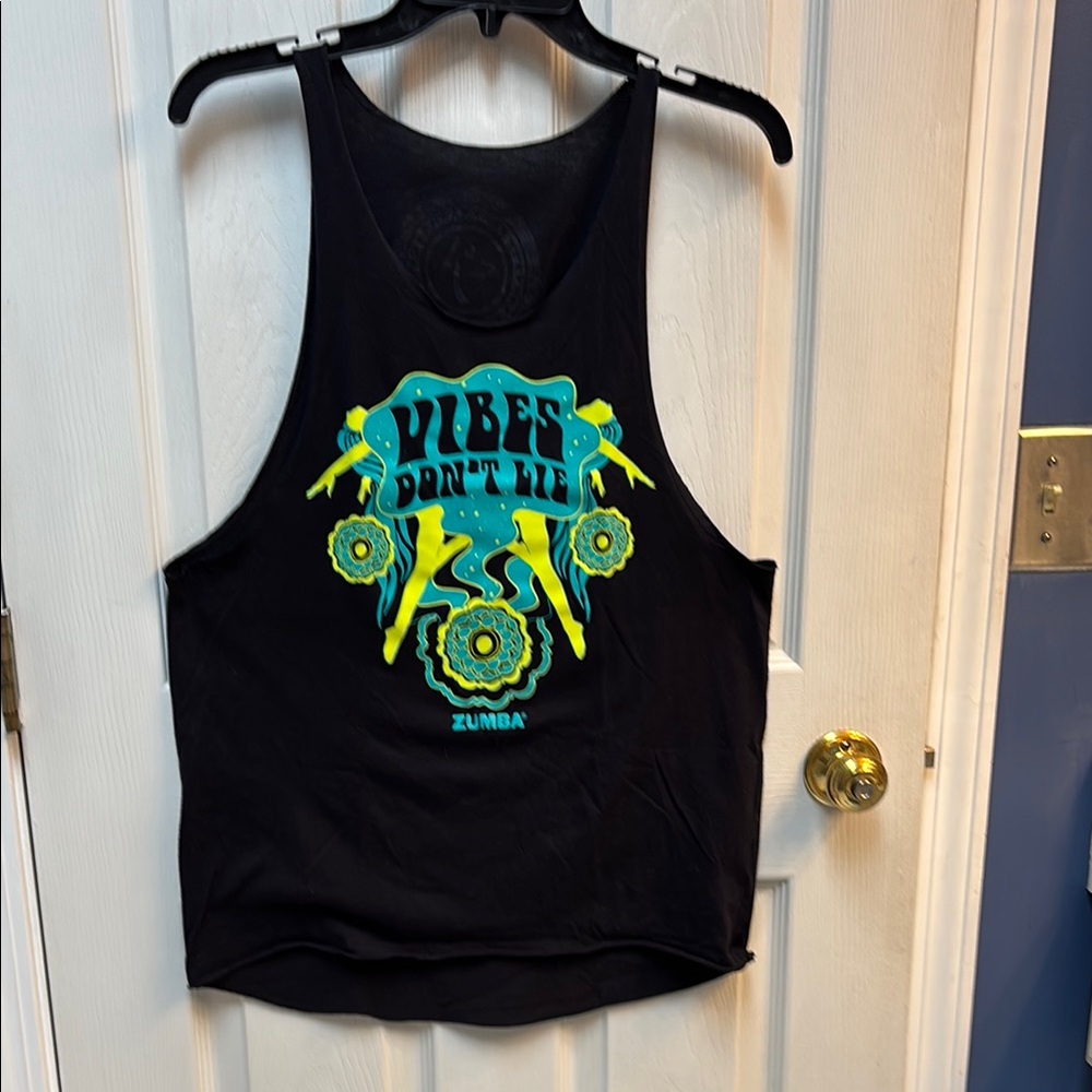 Zumba Black Tank Top with Vibrant Graphic